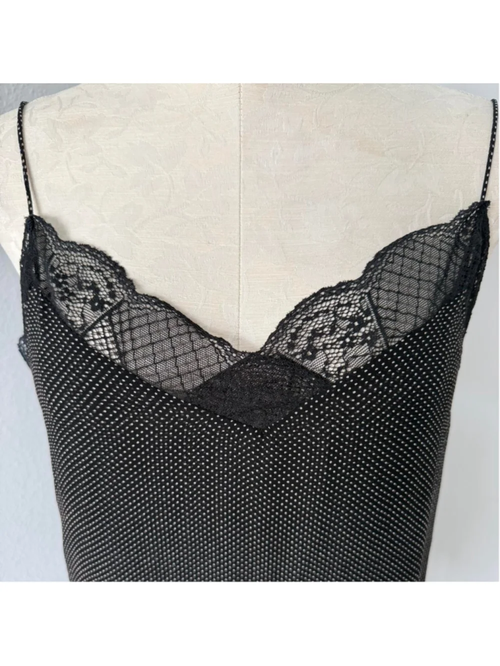 Essentiel Antwerp black polka dot lace cami top - Size 34